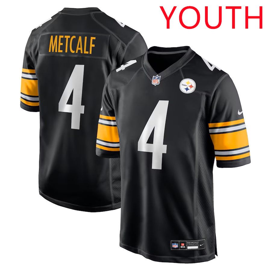 Youth Pittsburgh Steelers #4 DK Metcalf 2025 Nike Black Game Player NFL Jersey